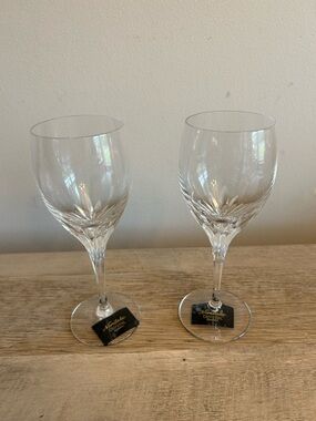 2 Vintage Noritake Cut Crystal Turning Point 8oz Wine Glasses Discontinued NEW